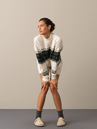 Xint Yarım Balıkçı Yaka Regular Fit Desenli Kazak