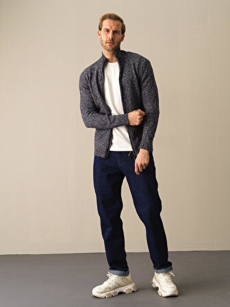 Xint Lacivert Regular Fit Triko Hırka