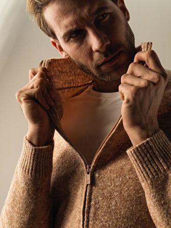 Xint Camel Regular Fit Triko Hırka