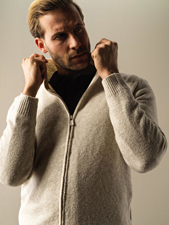 Xint Ekru Regular Fit Triko Hırka