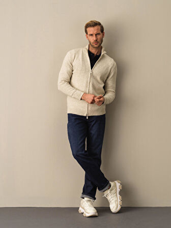 Xint Ekru Regular Fit Triko Hırka