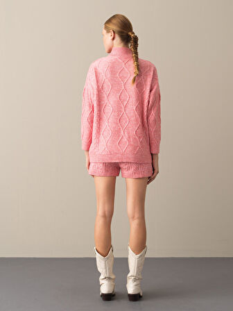 Xint Pembe Dik Yaka Oversize Kazak