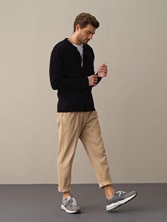 Xint Lacivert Cep Detaylı Hırka