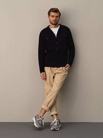 Xint Lacivert Cep Detaylı Hırka