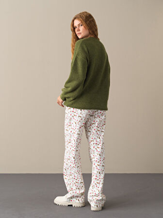 Xint Yeşil Bisiklet Yaka Oversize Kazak