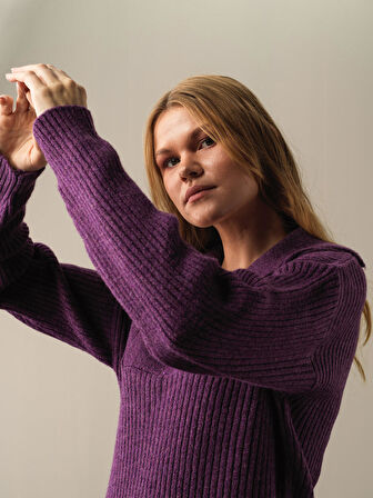 Xint Mor Regular Fit Triko Mini Elbise