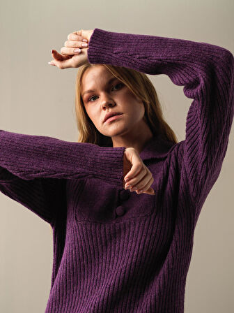 Xint Mor Regular Fit Triko Mini Elbise