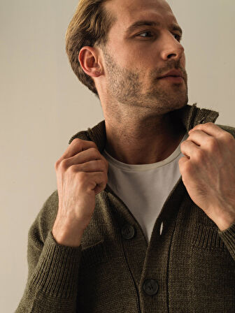 Xint Haki Düğmeli Cep Detaylı Hırka