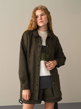Xint Haki Süet Görünümlü Gömlek Ceket