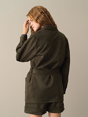 Xint Haki Süet Görünümlü Gömlek Ceket