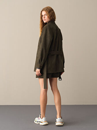 Xint Haki Süet Görünümlü Gömlek Ceket