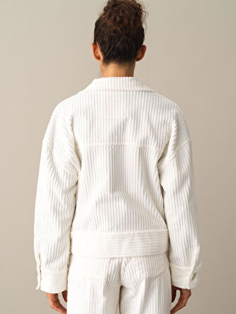 Xint Beyaz Oversize Kadife Ceket