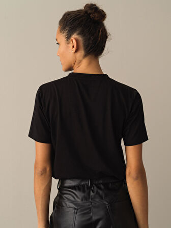 Xint Siyah Regular Fit Modal Basic Tişört