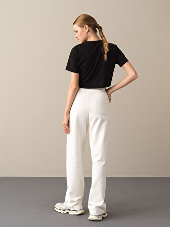 Xint Siyah Regular Fit Modal Basic Crop