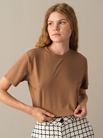 Xint Camel Regular Fit Modal Basic Crop