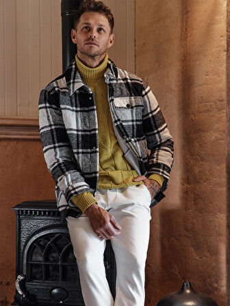 Xint Siyah Ekose Desenli Oversize Mont