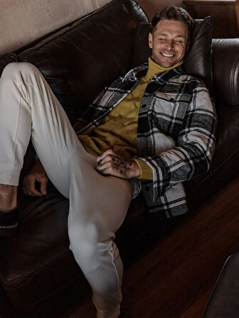 Xint Siyah Ekose Desenli Oversize Mont