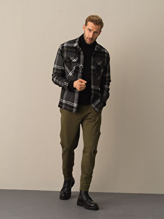 Xint Siyah Regular Fit Cepli Ekose Gömlek