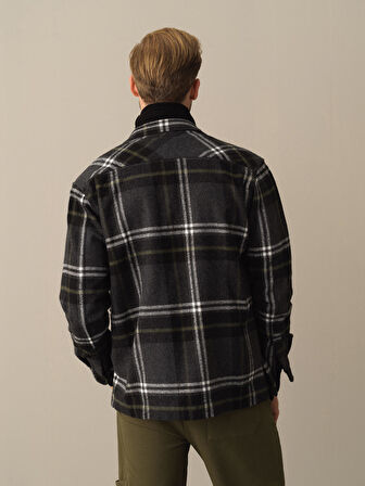 Xint Siyah Regular Fit Cepli Ekose Gömlek