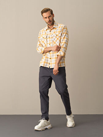Xint Sarı Cepli Ekose Gömlek