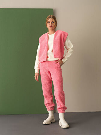 Xint Pembe Oversize Kuzu Yelek