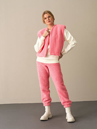 Xint Pembe Oversize Kuzu Yelek