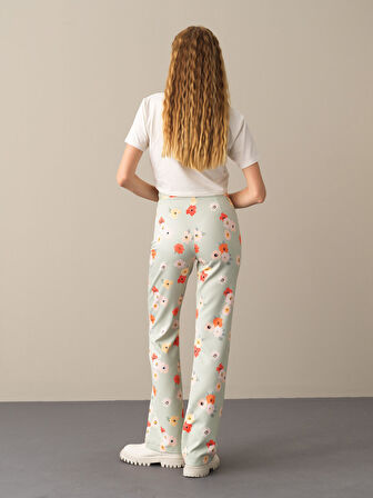 Xint Yeşil Regular Fit Desenli Pantolon
