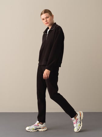 Xint Siyah Pamuklu Oversize Sweatshirt