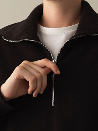 Xint Siyah Pamuklu Oversize Sweatshirt