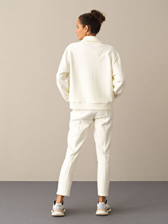 Xint Ekru Pamuklu Oversize Sweatshirt