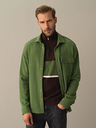 Xint Yeşil Fit Cepli Gömlek Ceket