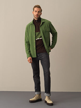 Xint Yeşil Fit Cepli Gömlek Ceket