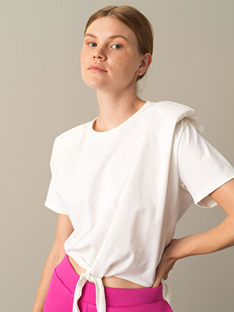 Xint Beyaz Oversize Vatkalı Tişört