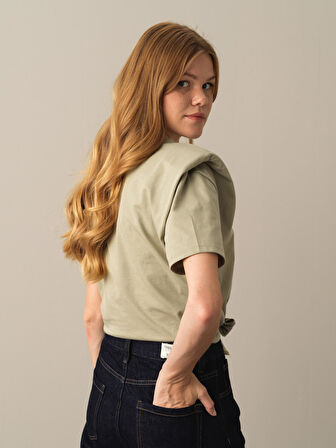 Xint Yeşil Oversize Vatkalı Tişört