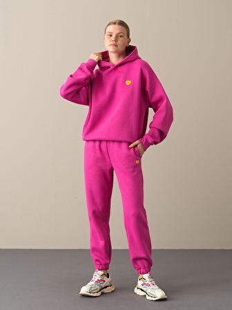 Xint Fuşya Oversize Basic Sweatshirt