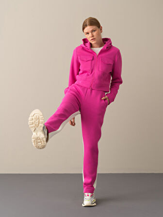 Xint Fuşya Pamuklu Oversize Sweatshirt