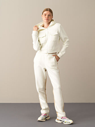 Xint Ekru Pamuklu Oversize Sweatshirt