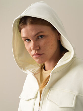 Xint Ekru Pamuklu Oversize Sweatshirt