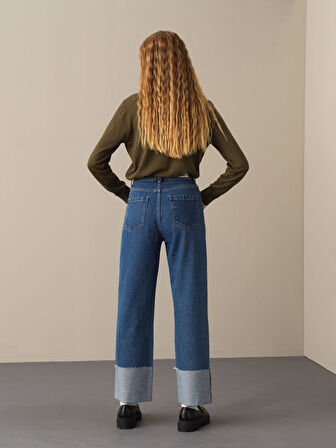 Xint Mavi Oversize Denim Pantolon