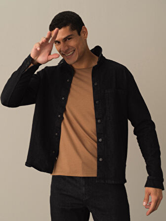 Xint Siyah Regular Fit Denim Gömlek Ceket