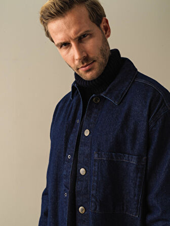 Xint Lacivert Regular Fit Denim Gömlek Ceket