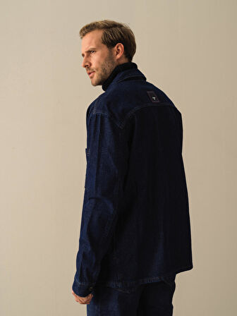 Xint Lacivert Regular Fit Denim Gömlek Ceket