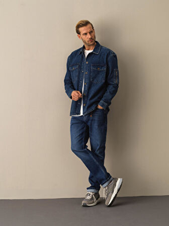 Xint Lacivert Oversize Denim Gömlek Ceket