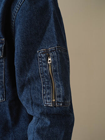 Xint Lacivert Oversize Denim Gömlek Ceket