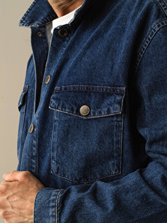 Xint Lacivert Oversize Denim Gömlek Ceket