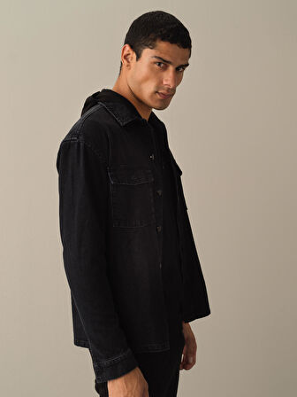 Xint Gri Oversize Denim Gömlek Ceket