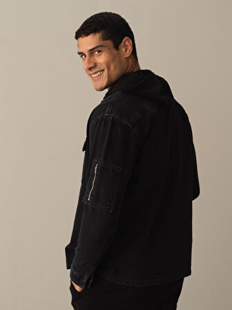 Xint Gri Oversize Denim Gömlek Ceket