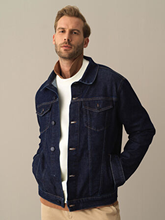 Xint Lacivert Regular Fit Denim Ceket