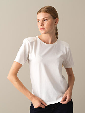 Xint Beyaz Regular Fit Vatkalı Tişört