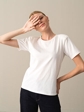 Xint Beyaz Regular Fit Vatkalı Tişört